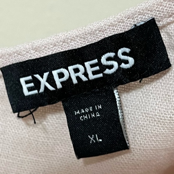 Express Linen Blend Puff Sleeve Blouse Top in Pale Pink Women’s Size XL - Picture 7 of 10